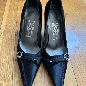 Salvatore Ferragamo Black Kitten Heels size 6